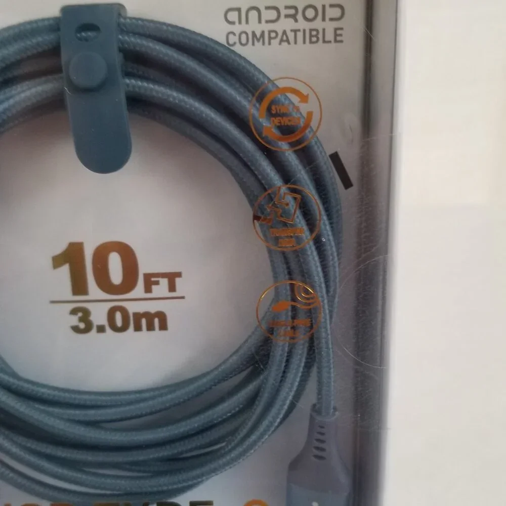 LAX USB Type C Braided Cable Android Apple Compatible 10 Ft. Blue Brand New